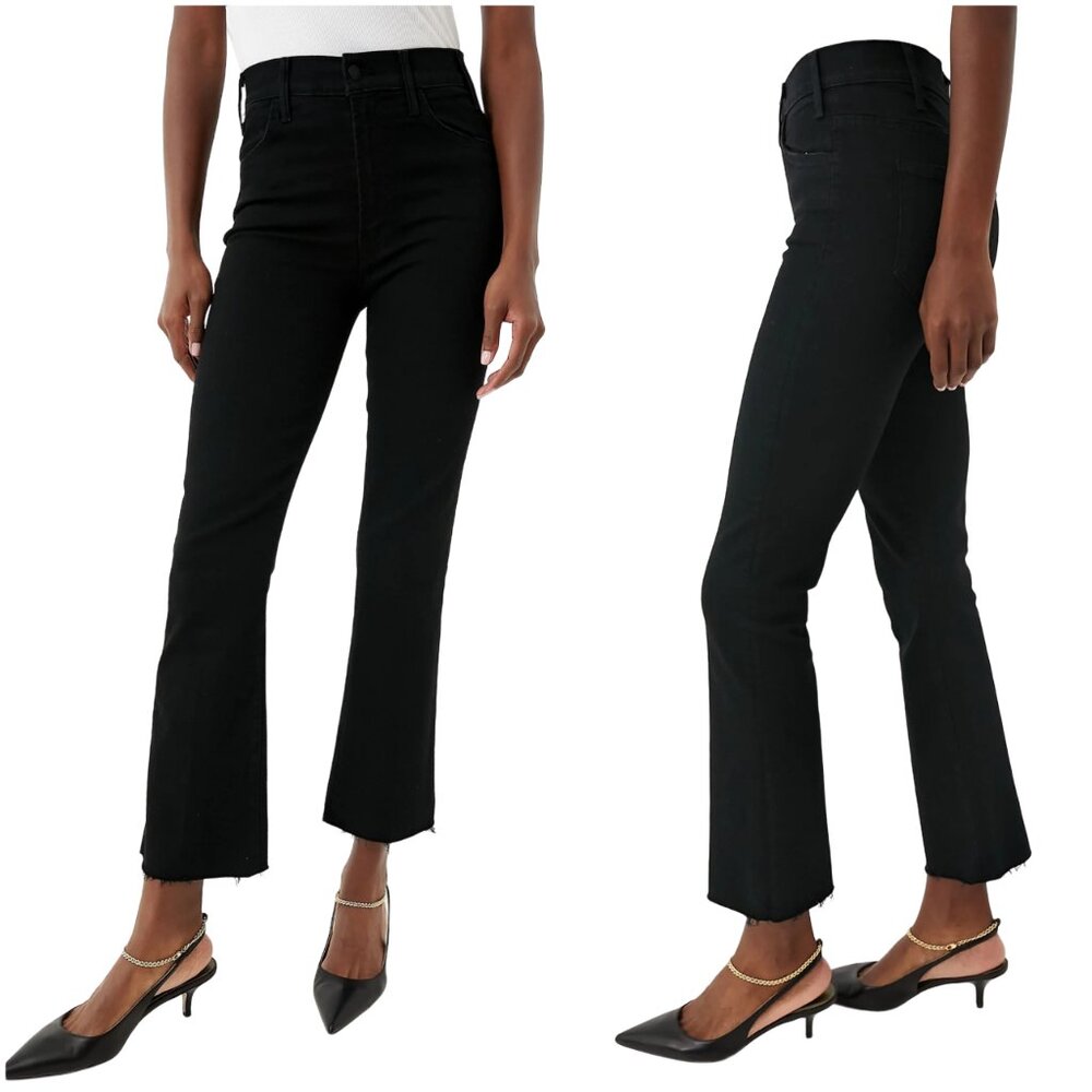 Mother The Hustler Ankle Fray jeans in Not Guilty size 26 cropped black flare 2